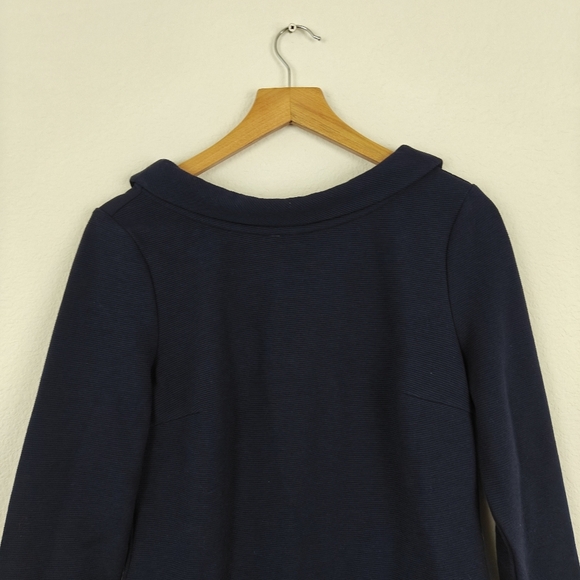 Boden Ribbed Cotton Striped Blouse Tunic 3/4 Sleeves In Navy Blue Size Small - Picture 10 of 11